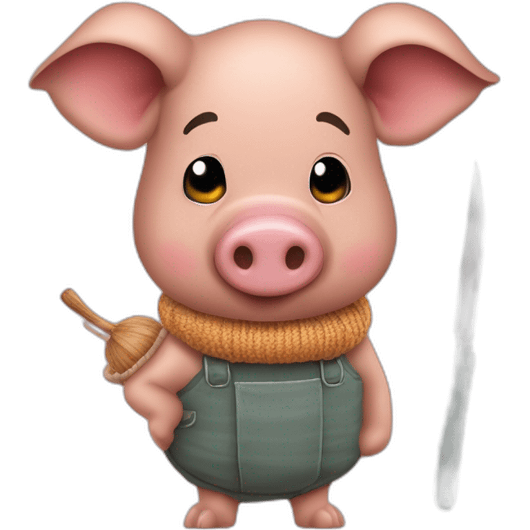 Génére moi sous forme réaliste un cochon d'inde de profil avec un pull roulé et un couteau de cuisine dans la main dans un style réaliste. emoji