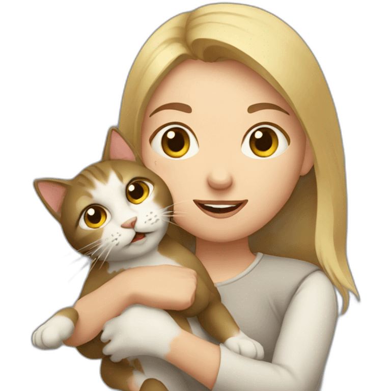 Russian girl holding a cat attacking her emoji