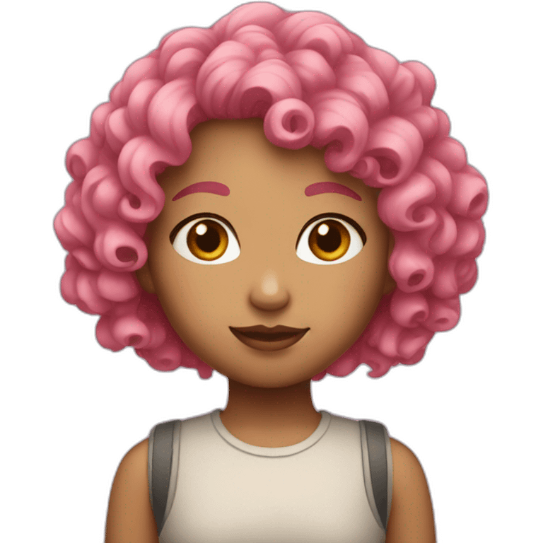 Girl with short curly pink hair emoji