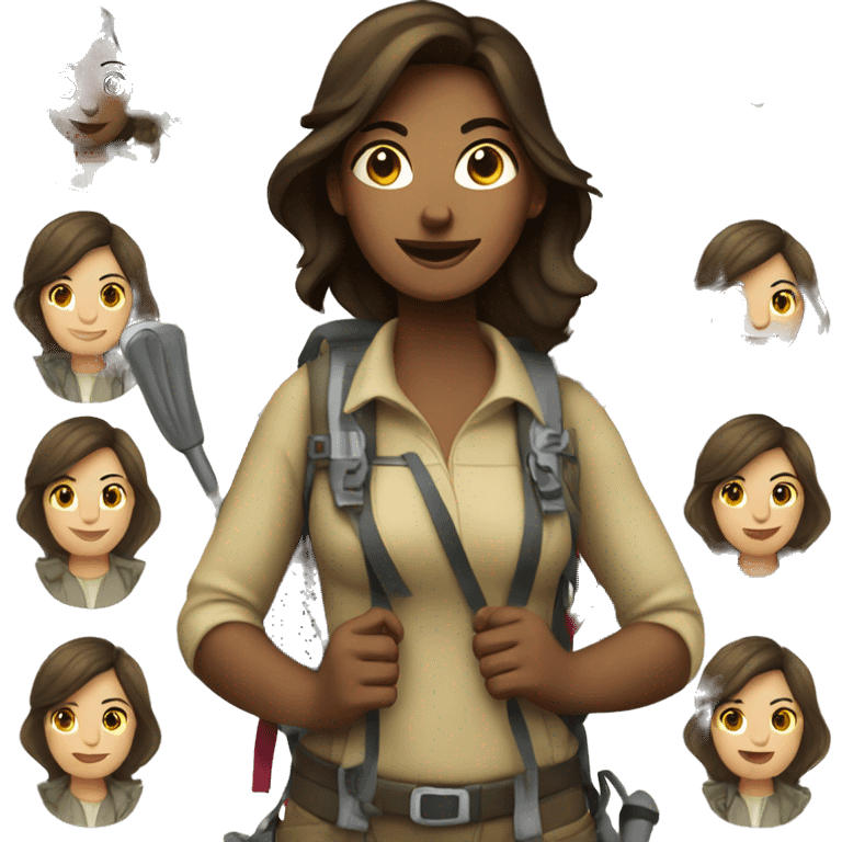 Brunette Women hiker  emoji