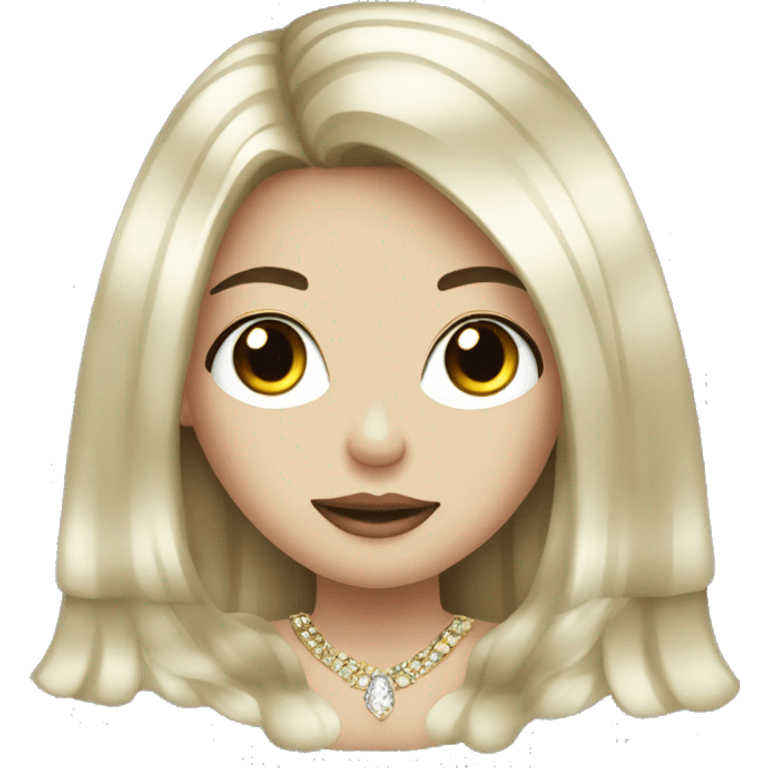 pale girl with long black hair luxury bling emoji