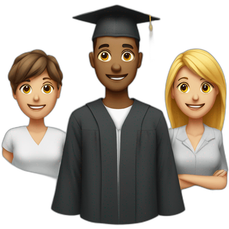 students with one women and one men wearing academic caps emoji