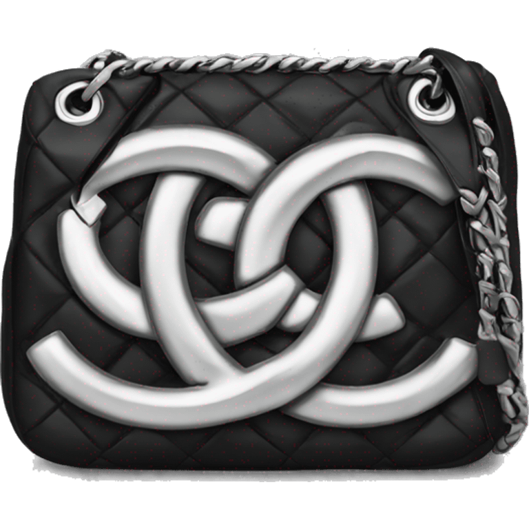 Black Chanel bag silver logo  emoji