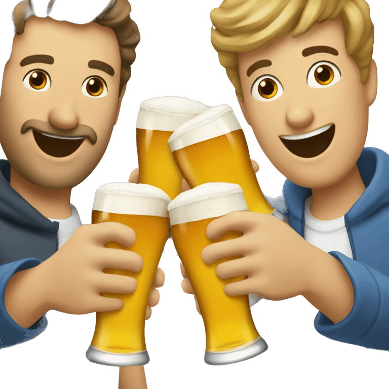 a group of french people toasting with beers emoji