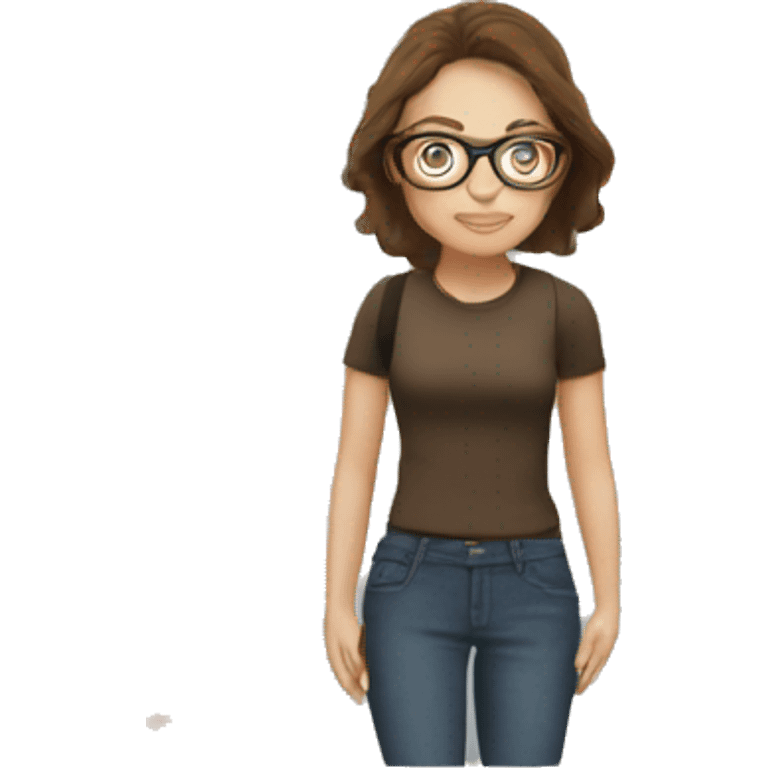 White girl with brown hair and glasses  emoji