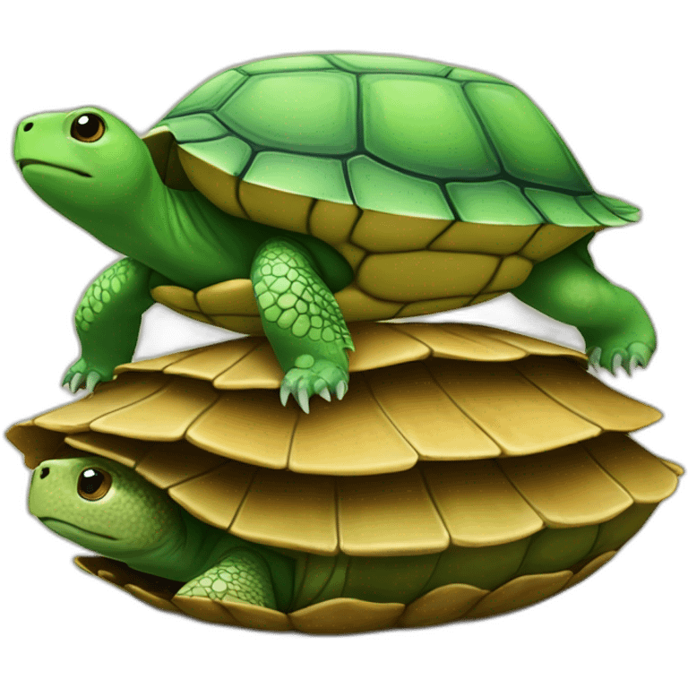 Turtle on top of other turtles shell emoji