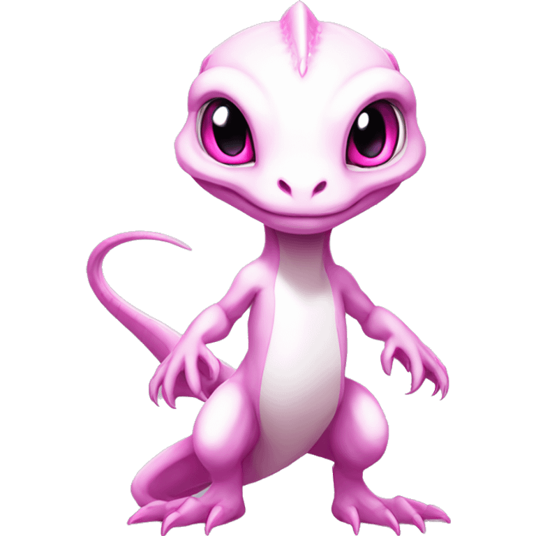 White, Chibi, White, Anthro-Sona-Lizard-Alien-Salazzle-Fakémon, with pink eyes, Full Body emoji