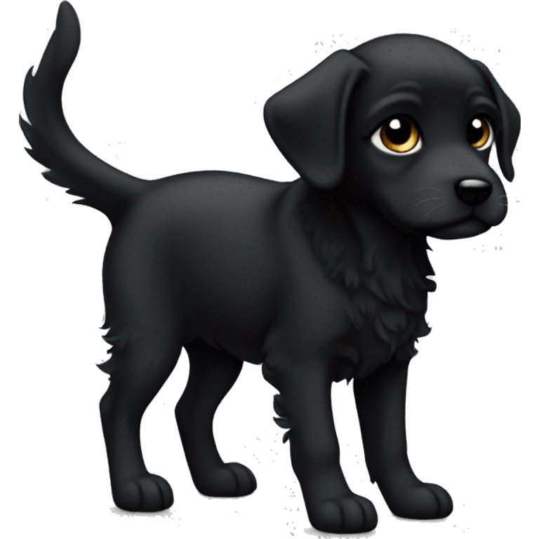 All black puppy pointy ears curly tail  emoji