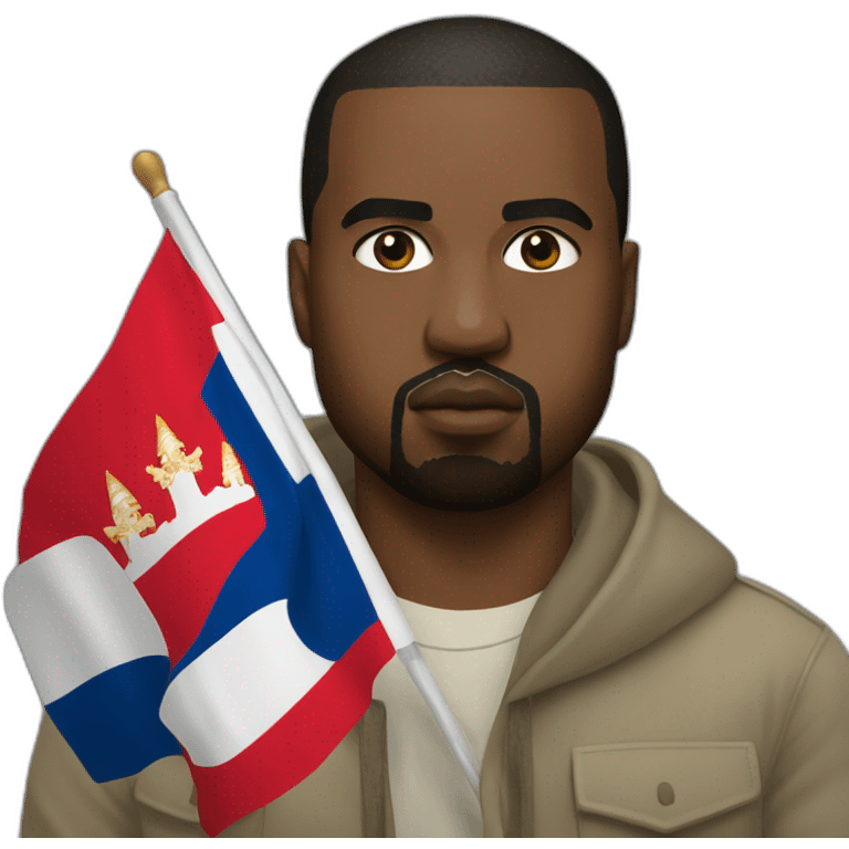 kanye west with serbian flag emoji