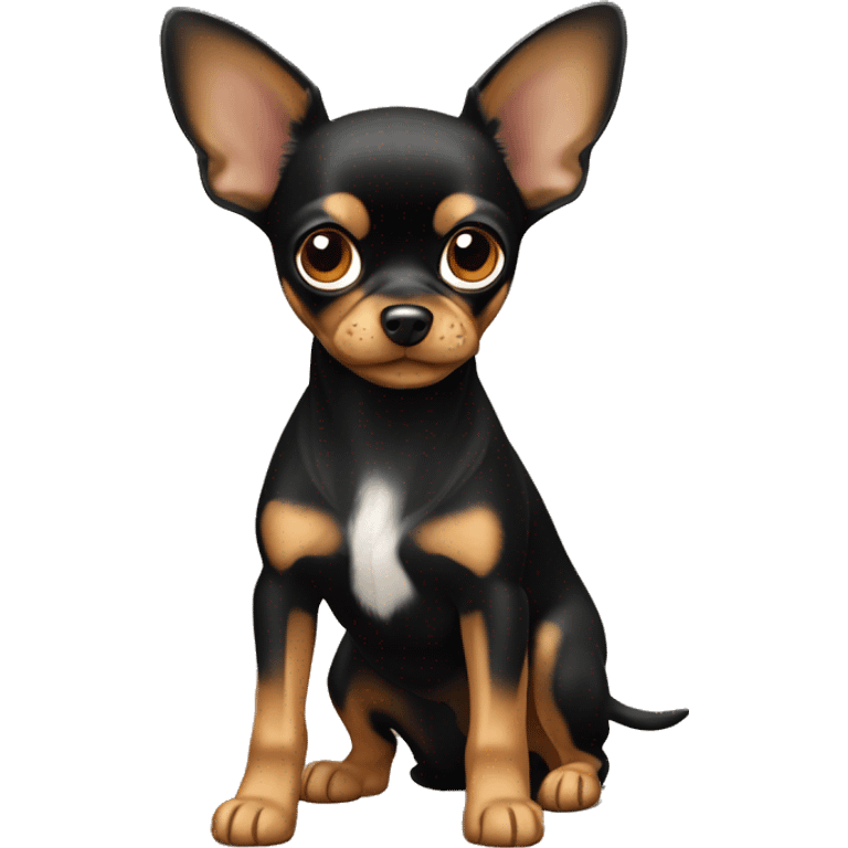 full- body Russian Toy Terrier with tan markings (black and tan coat) emoji