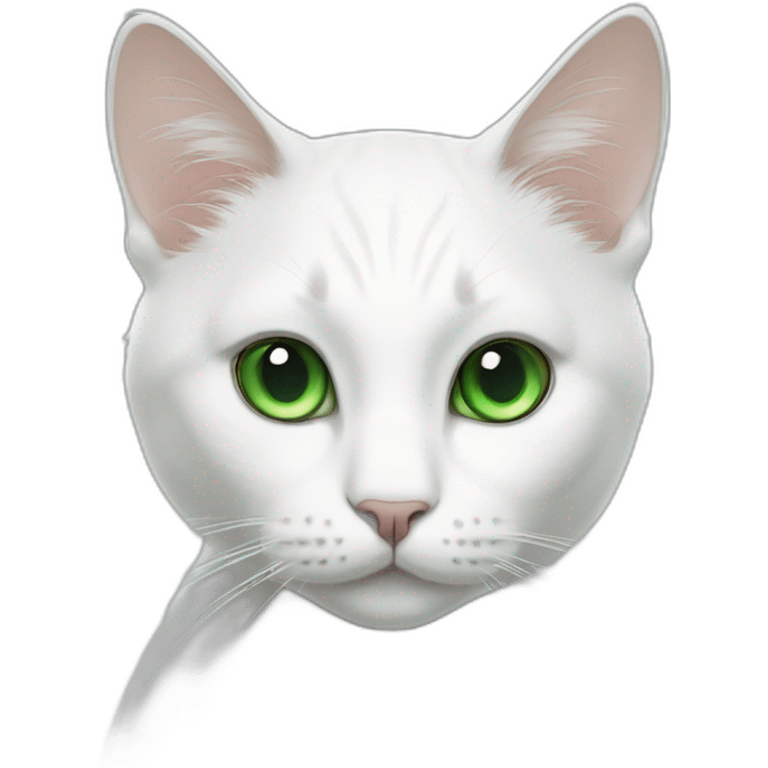 White cat with green eyes with black spot on forehead emoji