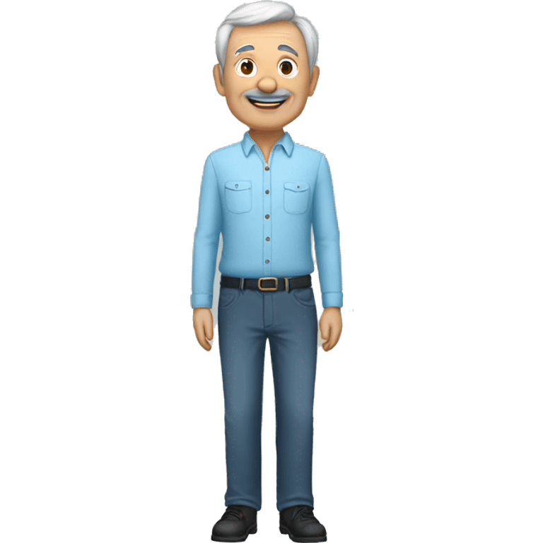 Full body : male, 70 years old. -167cm, 65kg, sky blue, black bottom" emoji