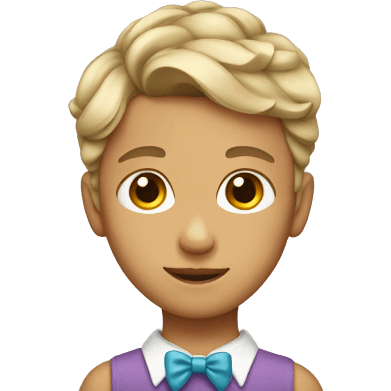 boy wearing dress and bow in hair emoji