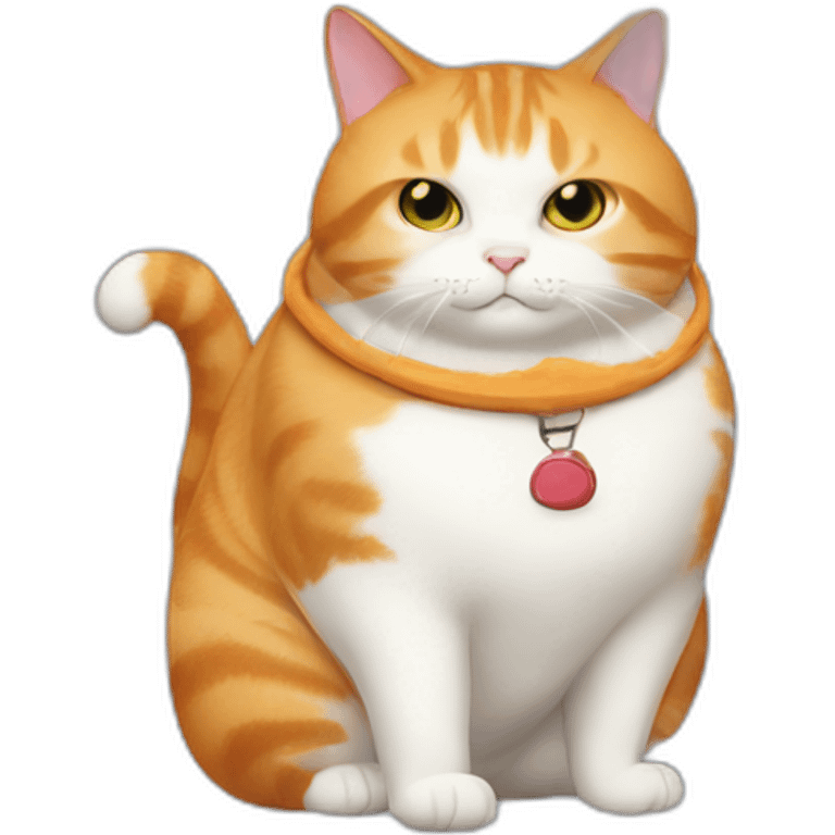 very fat ginger and white cat with bag of Cheetos emoji