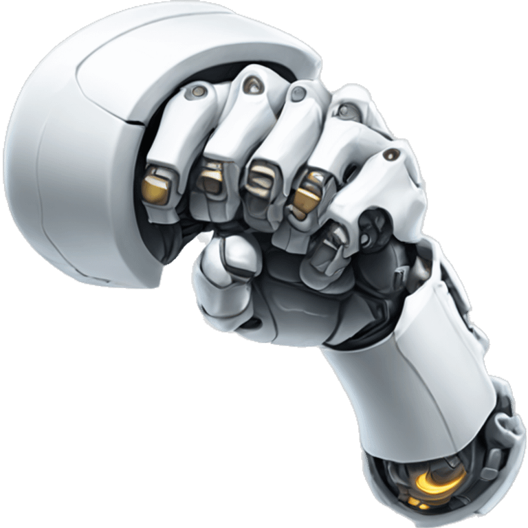 White mechanical cyborg arm and bicep emoji