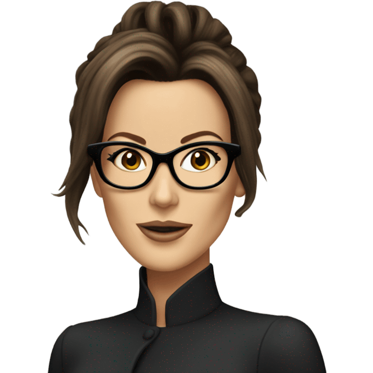 Kate Beckinsale with glasses  and hair up emoji