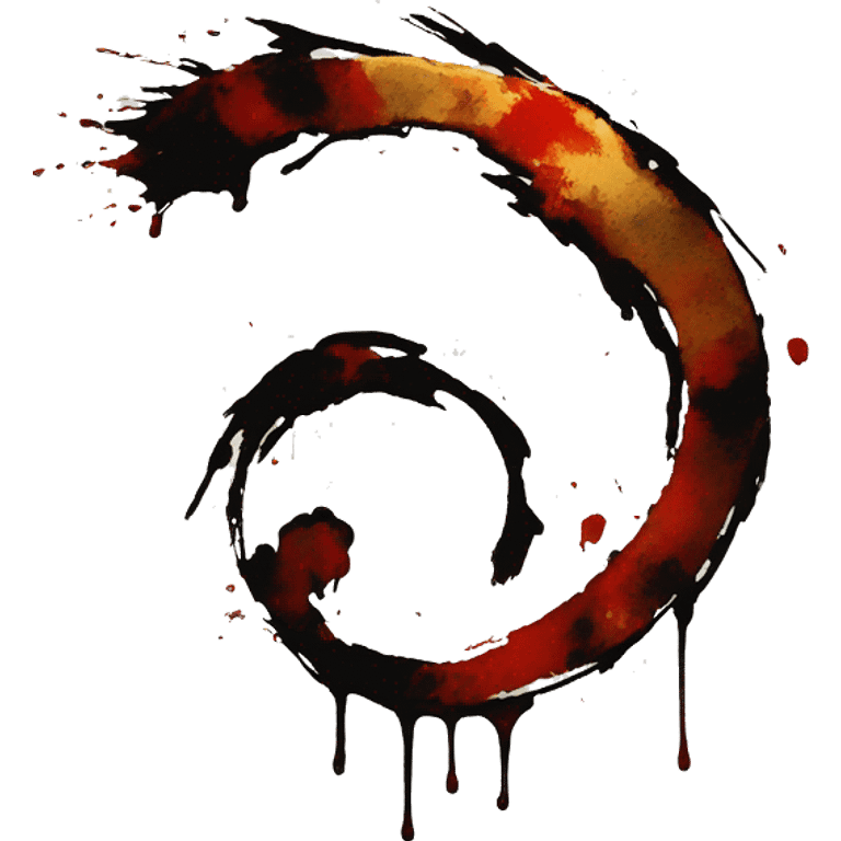 chinese brush enso with psychotic ink spatters, no eyes or mouth emoji