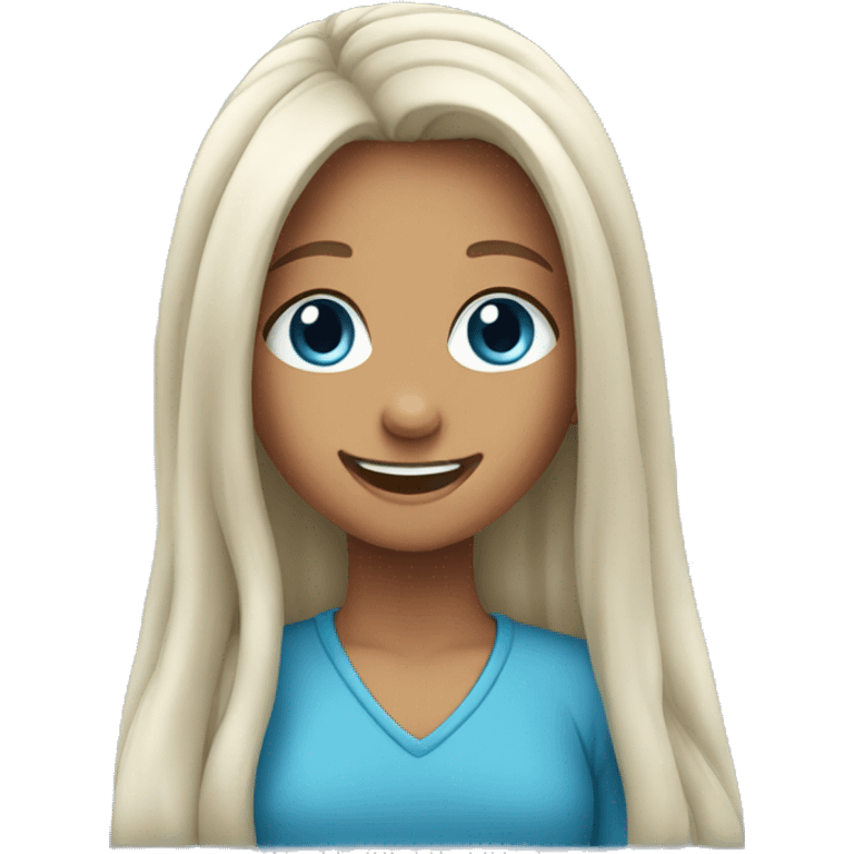 girl with long blue hair and smiling emoji