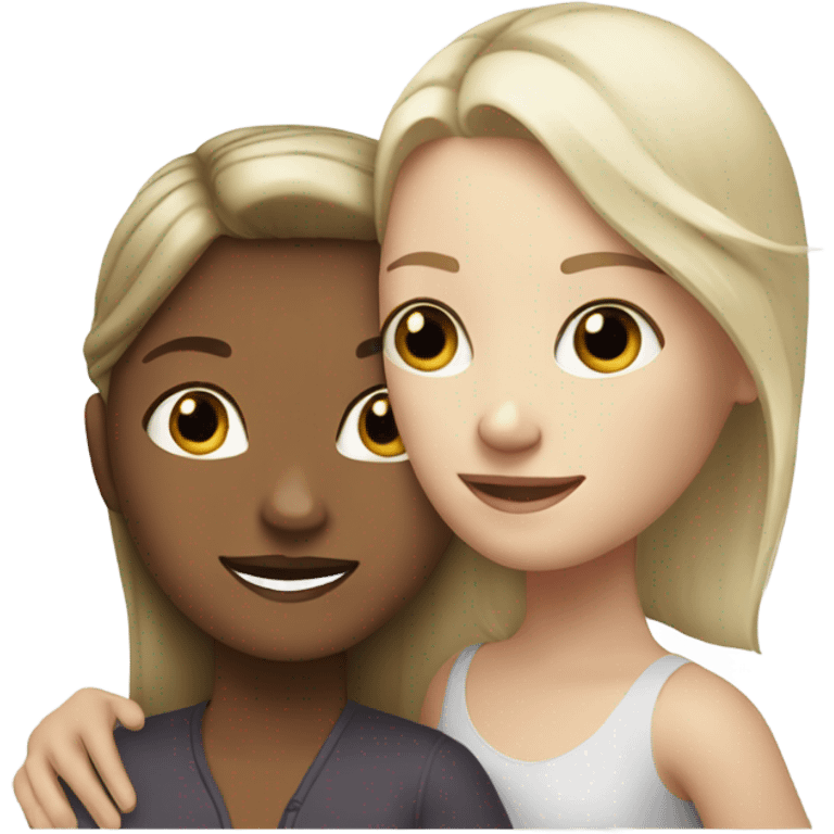 The white blonde woman hugs the white brown haired girl emoji