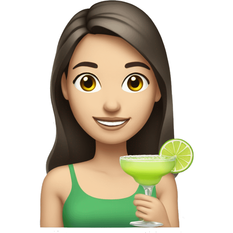 White brunette holding margarita smiling    emoji