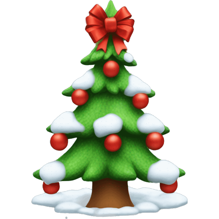 Christmas Tree with snow and red bows  emoji