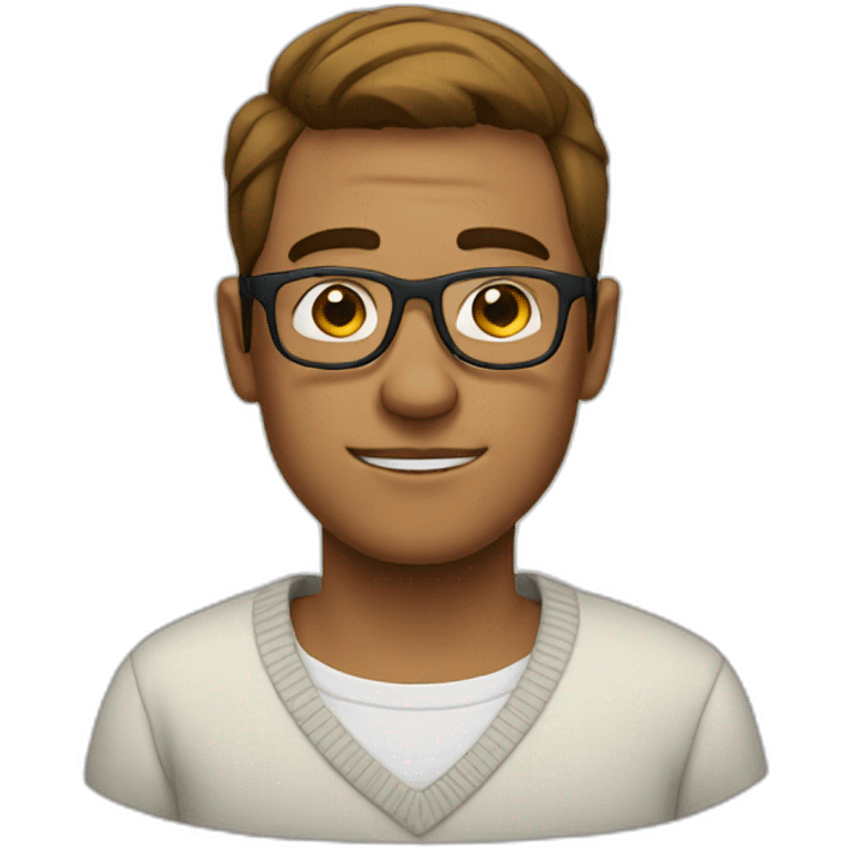  guy with rounded glasses wearing a white sweater emoji