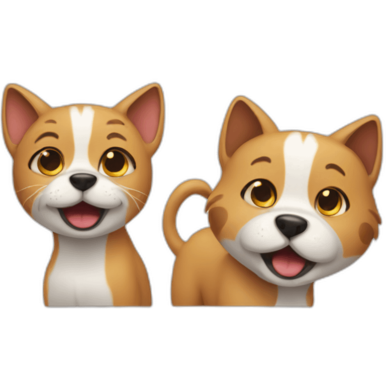 Smiling dog and crying cat emoji