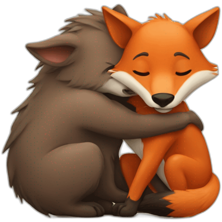 boar hugging fox emoji