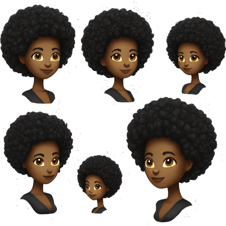 femme noir au cheveux afro noire emoji