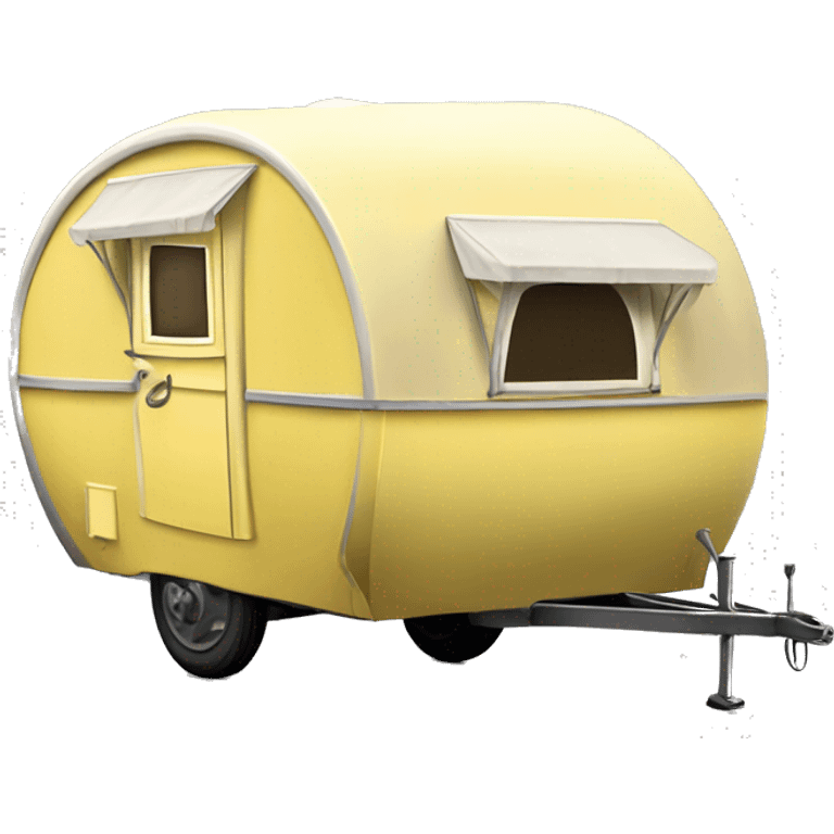 Realistic light yellow vintage round gypsy caravan wagon camper emoji