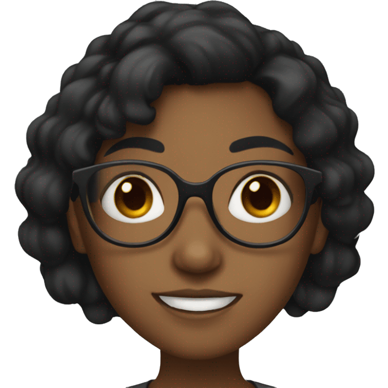 brown girl with black hair and glasses emoji