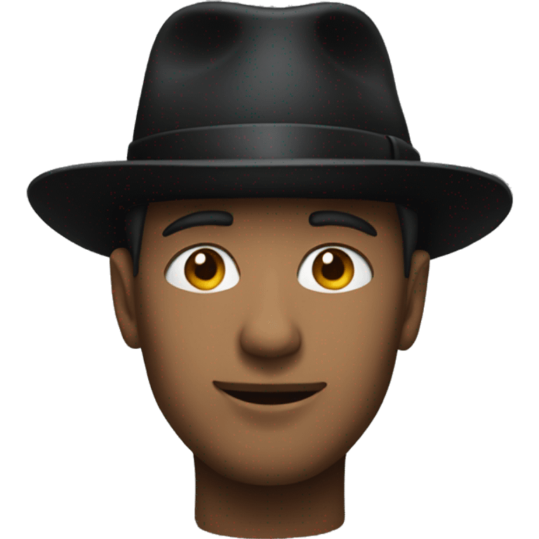 a man wearing a black hat and closing eyes emoji