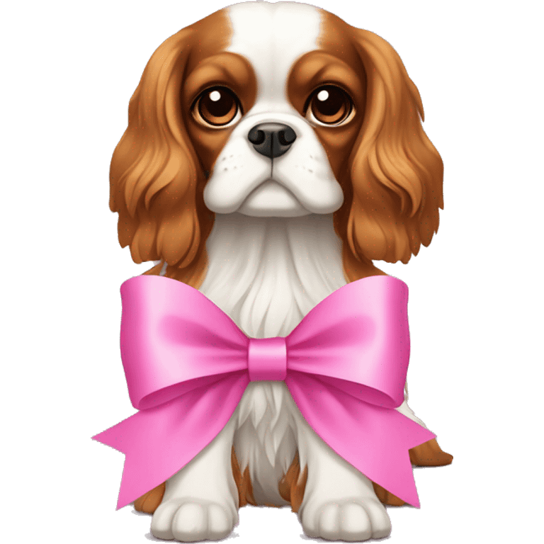 King Charles spaniel with a pink bow  emoji