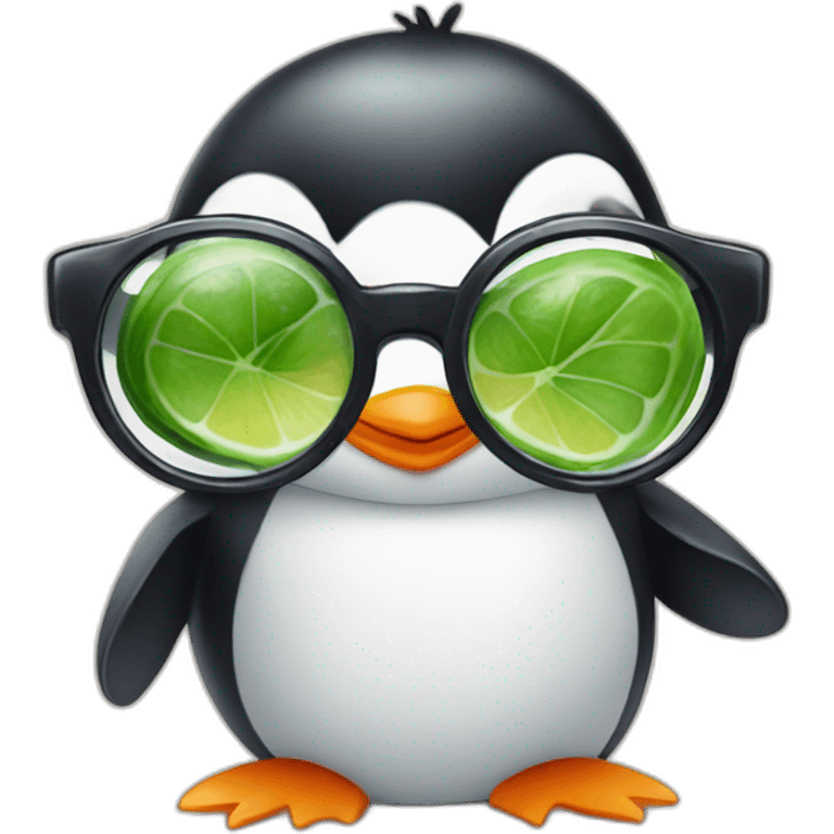 baby penguin with big glasses drinking mojito emoji