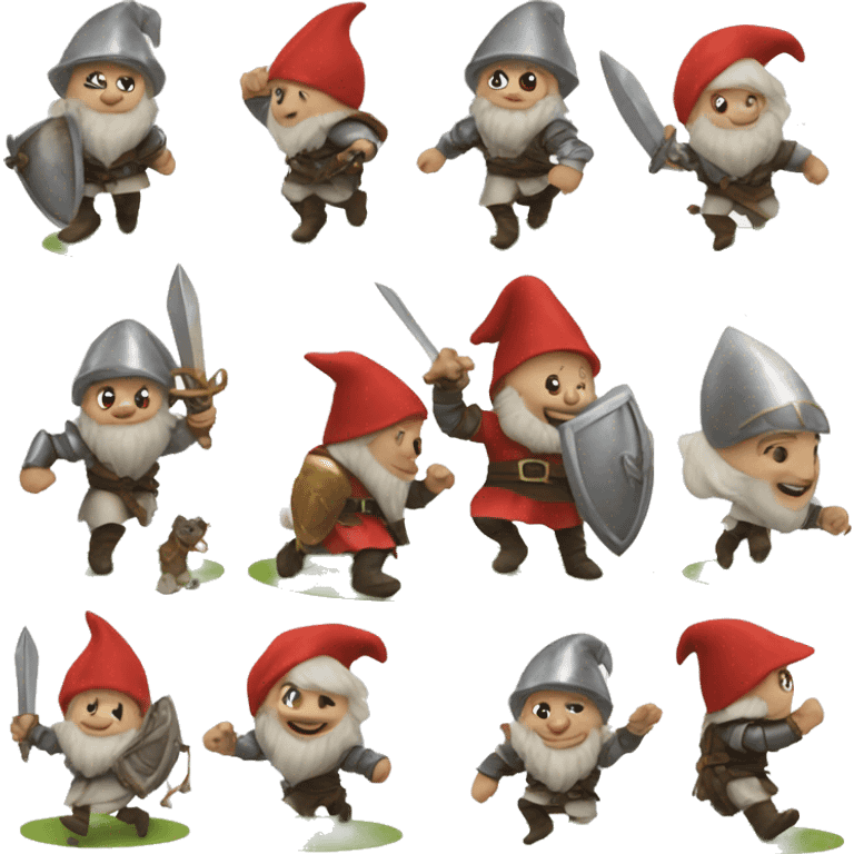 Gnome getting chased by a knight emoji