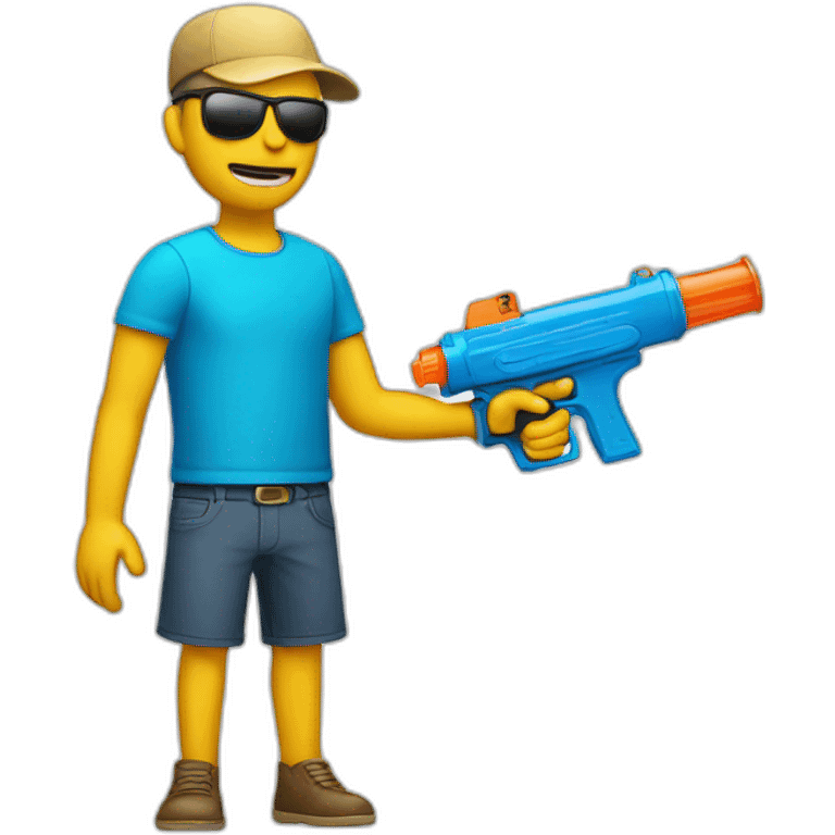 A man holds a water gun to his head emoji