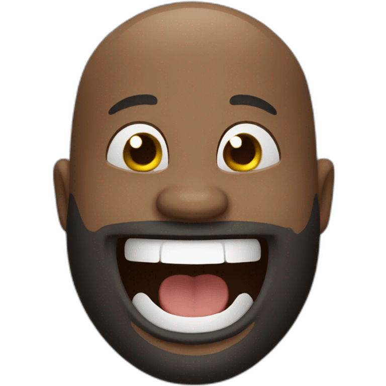 Black bald man with beard laughing emoji