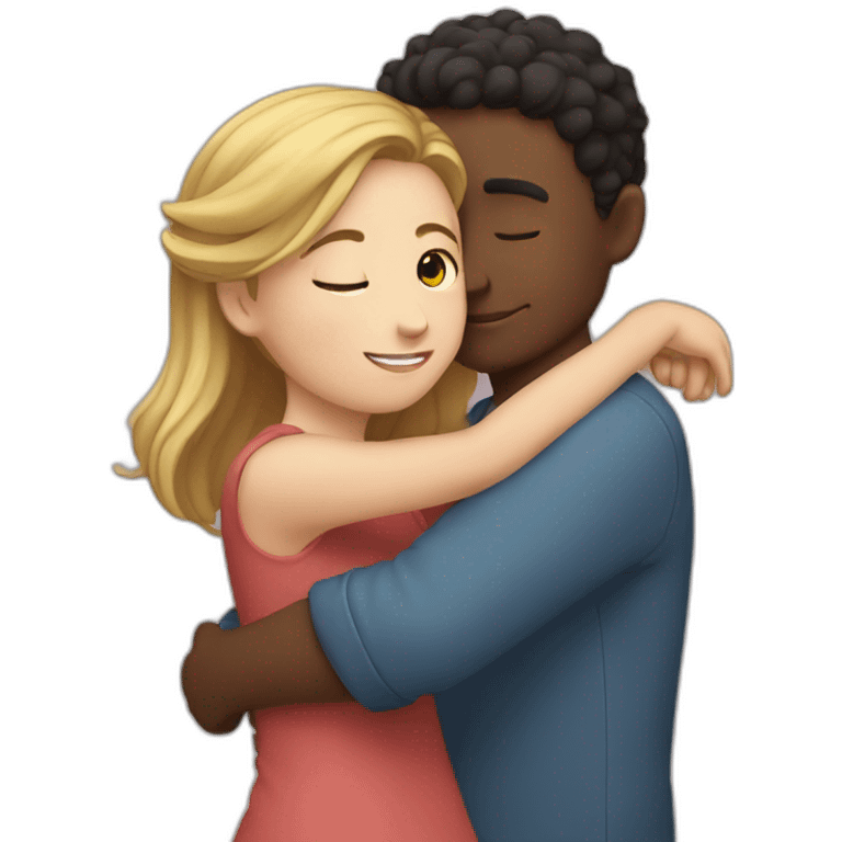 Girl hugs boy emoji