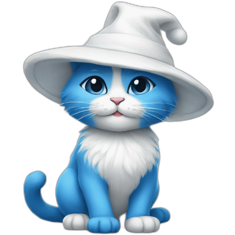 Smurf cat with white hat emoji