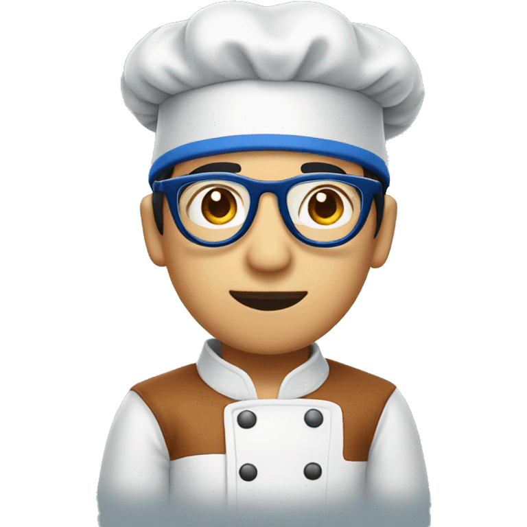 asian chef wearing blue cap and black circle glasses  emoji