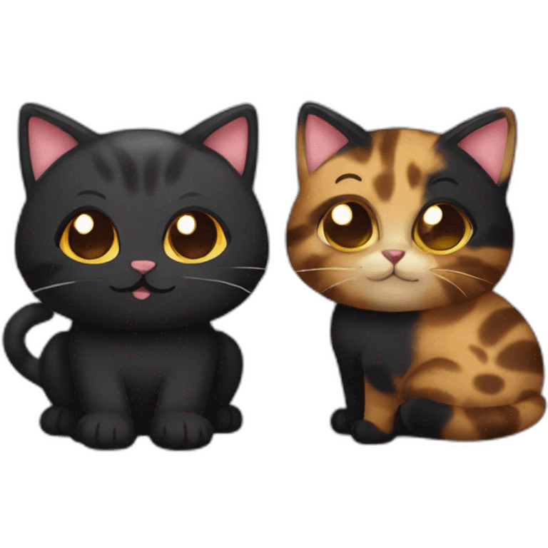 Tortie cat and black cat friends emoji