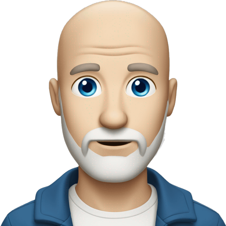 Curious bald white man with blue eyes and short brown beard emoji