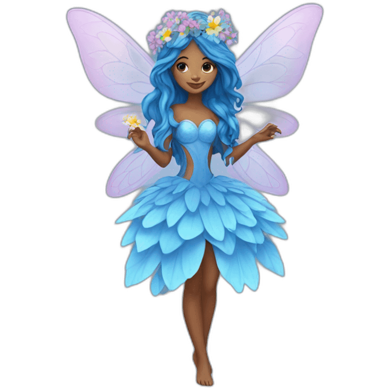 Blue fairy with flowers emoji