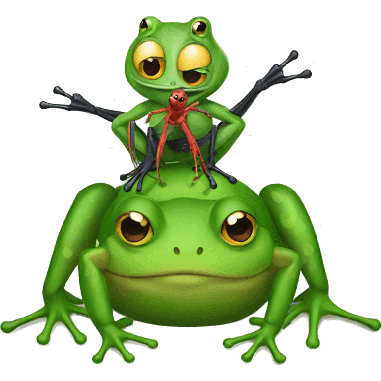 Frog riding spider emoji