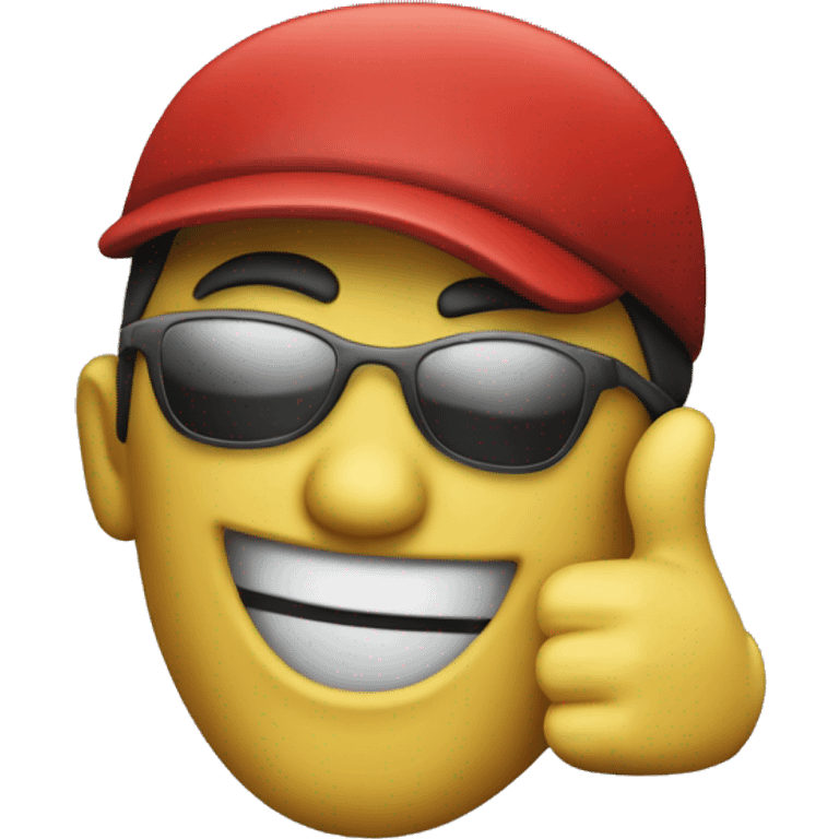 Red Hacker with a smiley face and a thumbs up emoji