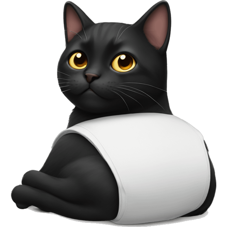 Black cat on his back emoji