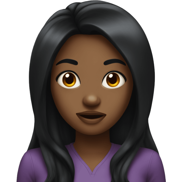 Mad black girl with long black hair  emoji