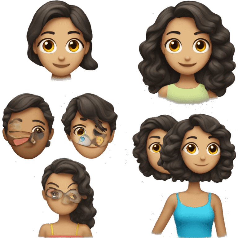 emoji de una adolescente morena clara con el cabello ondulado por abajo de los hombros emoji