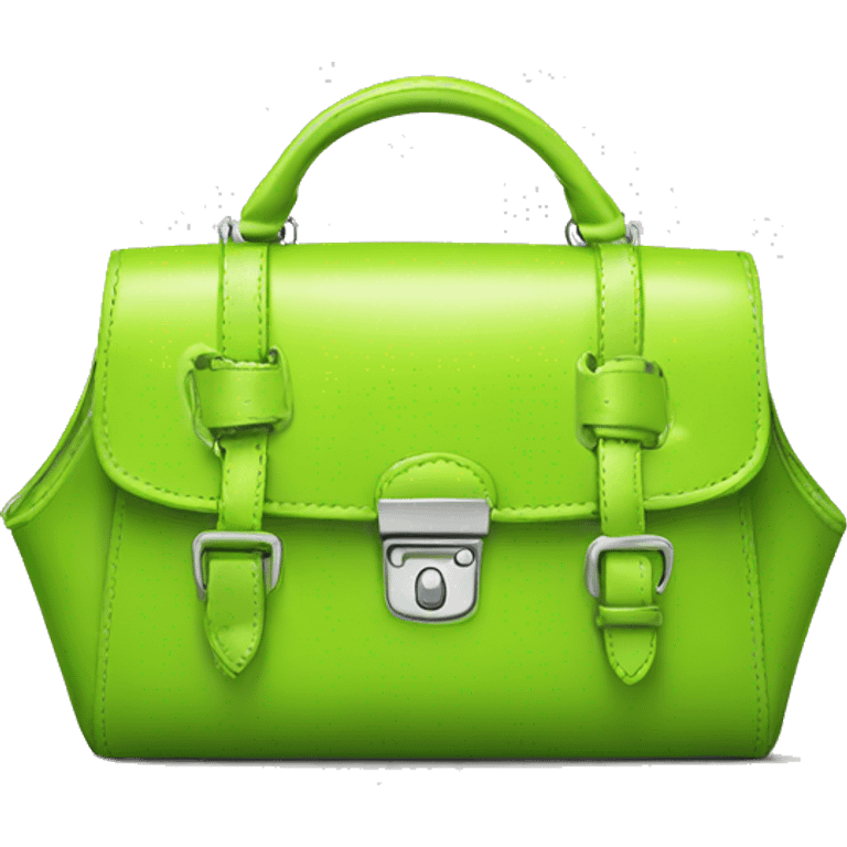 Realistic lime green designer satchel purse. emoji