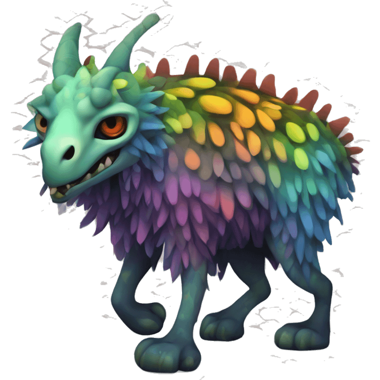 a colorful edgy vernid-fionbri-creature with splash patterns full body emoji